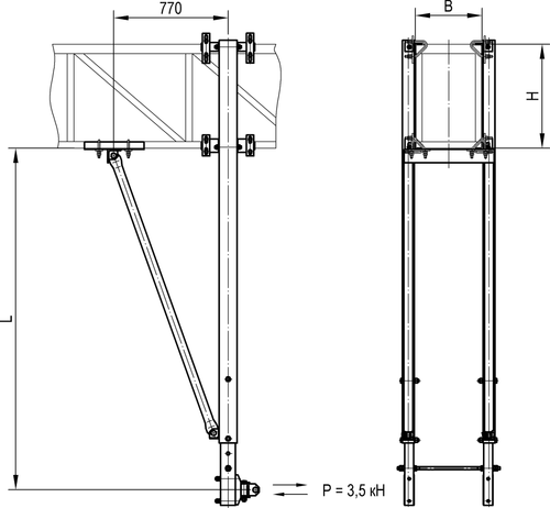 Стойка фиксаторная переходная с подкосом