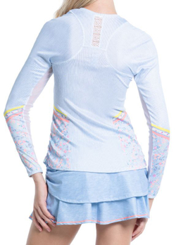 Женская теннисная футболка с длинным рукавом Lucky in Love Liberty In Love Chambray Blossom Long Sleeve - light denim # XS