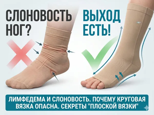 Лимфедема и слоновость ног: как выбрать компрессионный трикотаж плоской вязки для лечения лимфостаза Лимфедема и слоновость ног: как выбрать компрессионный трикотаж плоской вязки для лечения лимфостаза