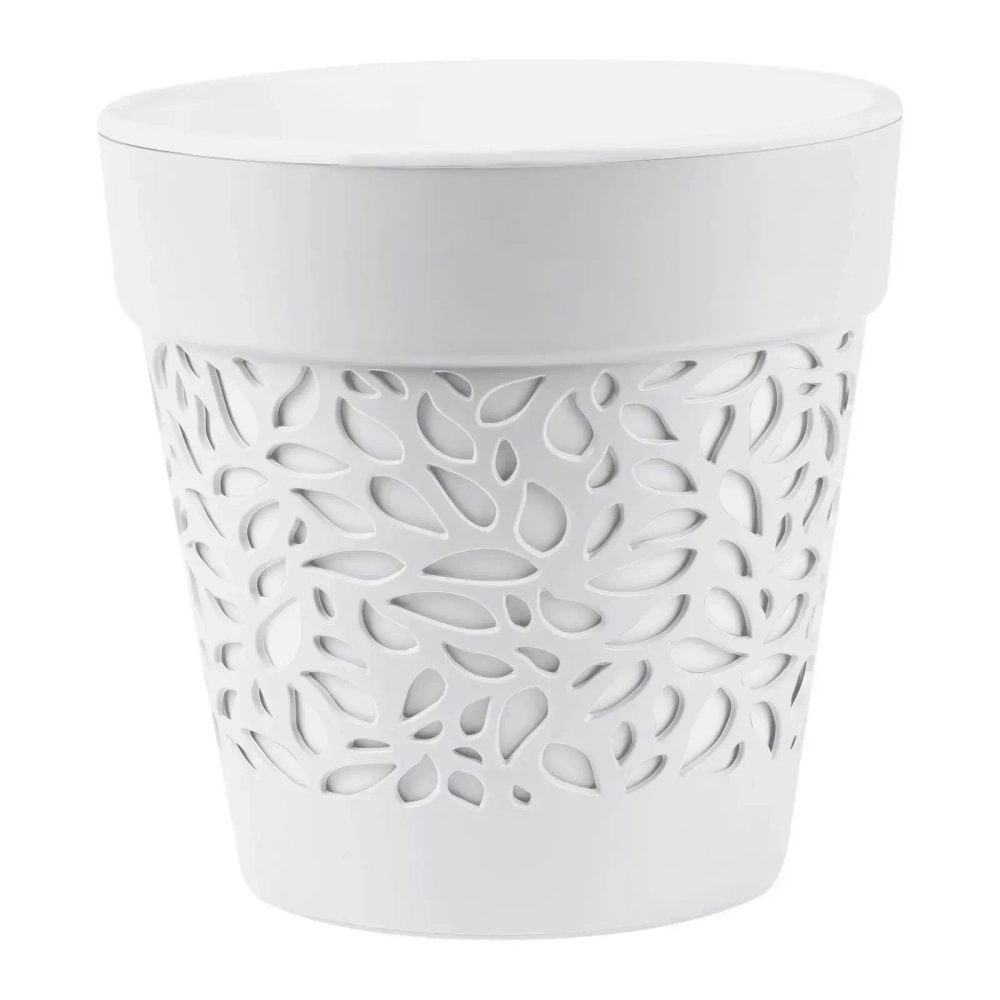 Кашпо для цветов пластиковое 8,3л d-22,5см «Блоссом» Белый/Белый