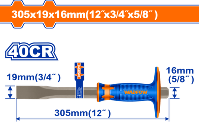 Зубило с протектором 19х16х305 мм (6/36) WADFOW WCC2311