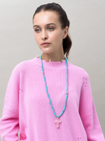 Колье Stone Cross из турквенита с розовым кварцем