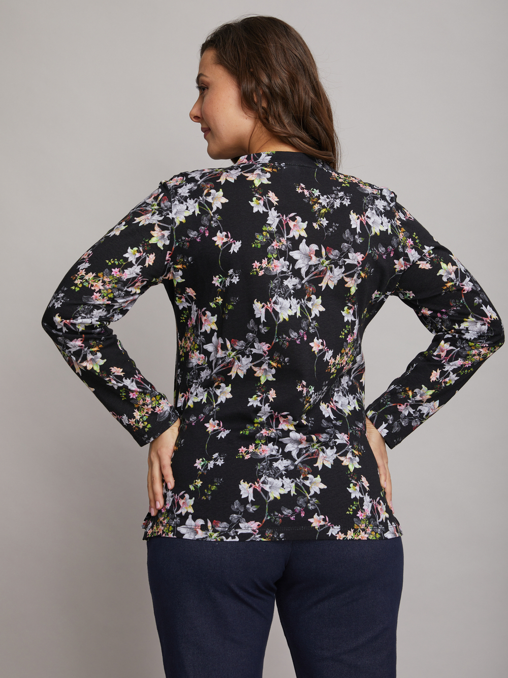 Блузка БЛ-22/черный-лилии