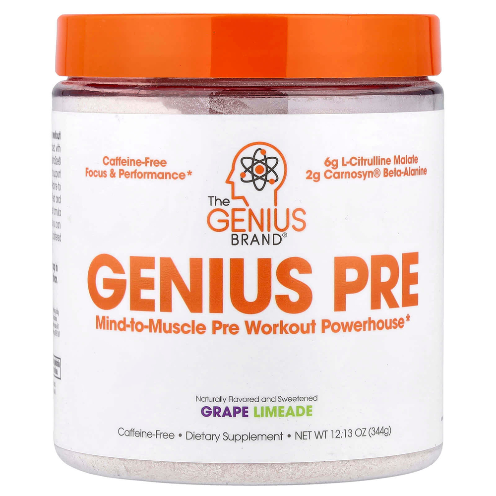 The Genius Brand, Genius Pre, виноградный лаймад, 344 г (12,13 унции)