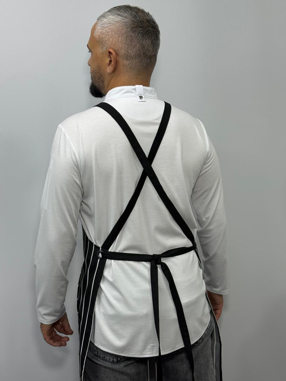 Фартук поварской черный в полоску