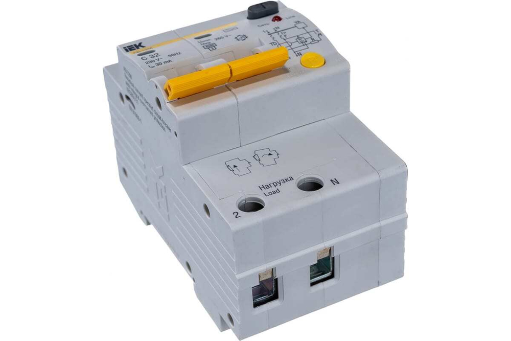 Дифференциальный автоматический выключатель АД12М 2Р С32 30мА IEK