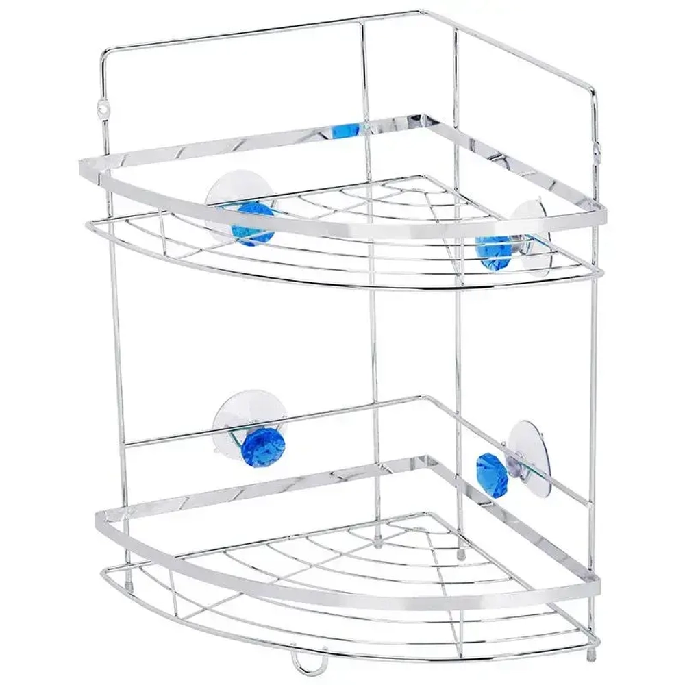 Полка угловая двухъярусная W2667 Бриллиант, синий размер:24,5,5х38см (крепление: присос