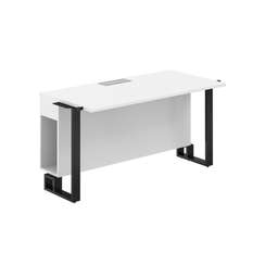 SP.0106.WH.WH.AN / Модуль прямой 1400х700х750 / столешница:белый, подстолье:белый, металлокаркас:антрацит, лючок:серый