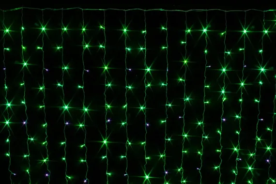 Занавес с мерцающим диодом 2*2 м., 220V, 240 зеленых LED ламп, прозрачный провод, Winner Light (G.03.5T.240+)