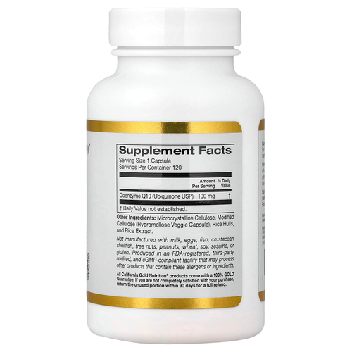 California Gold Nutrition, коэнзим Q10, убихинон класса USP, 100 мг, 120 растительных капсул
