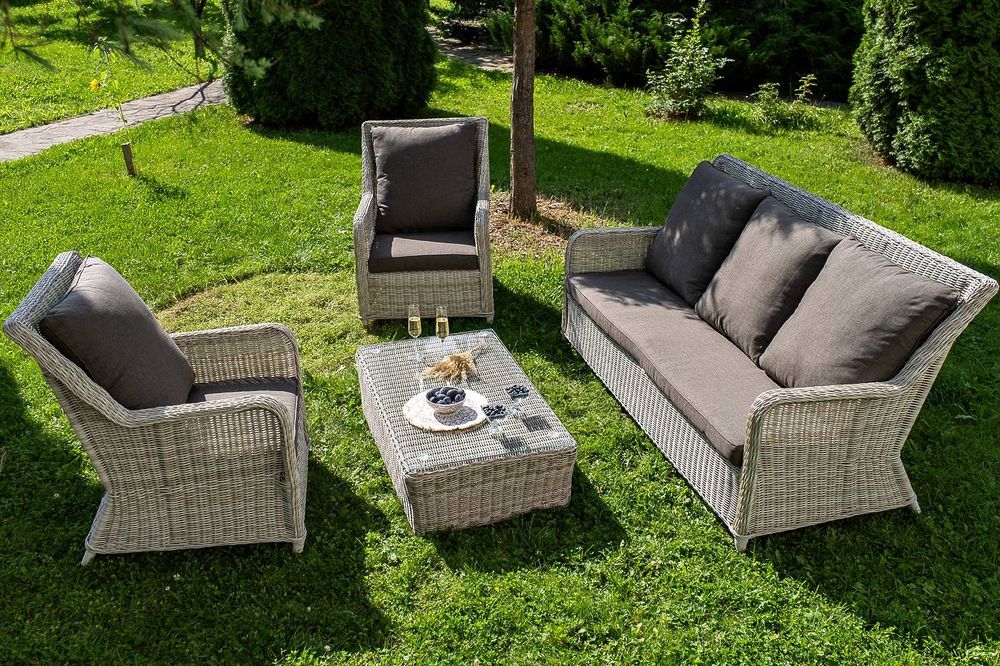 "Гляссе" лаунж-зона из искусственного ротанга, цвет бежевый