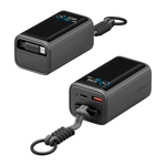 Внешний аккумулятор со встроенным кабелем и ремешком Energea ComPac Arc 45 (10000 мА·ч) Проводная зарядка: USB-C, USB-A, встроенный плоский кабель-рулетка USB-C (0,7 м). Беспроводная зарядка: нет. Есть дисплей, поддержка PD 3.0, QC 3.0, PPS, AFC, SCP и FC