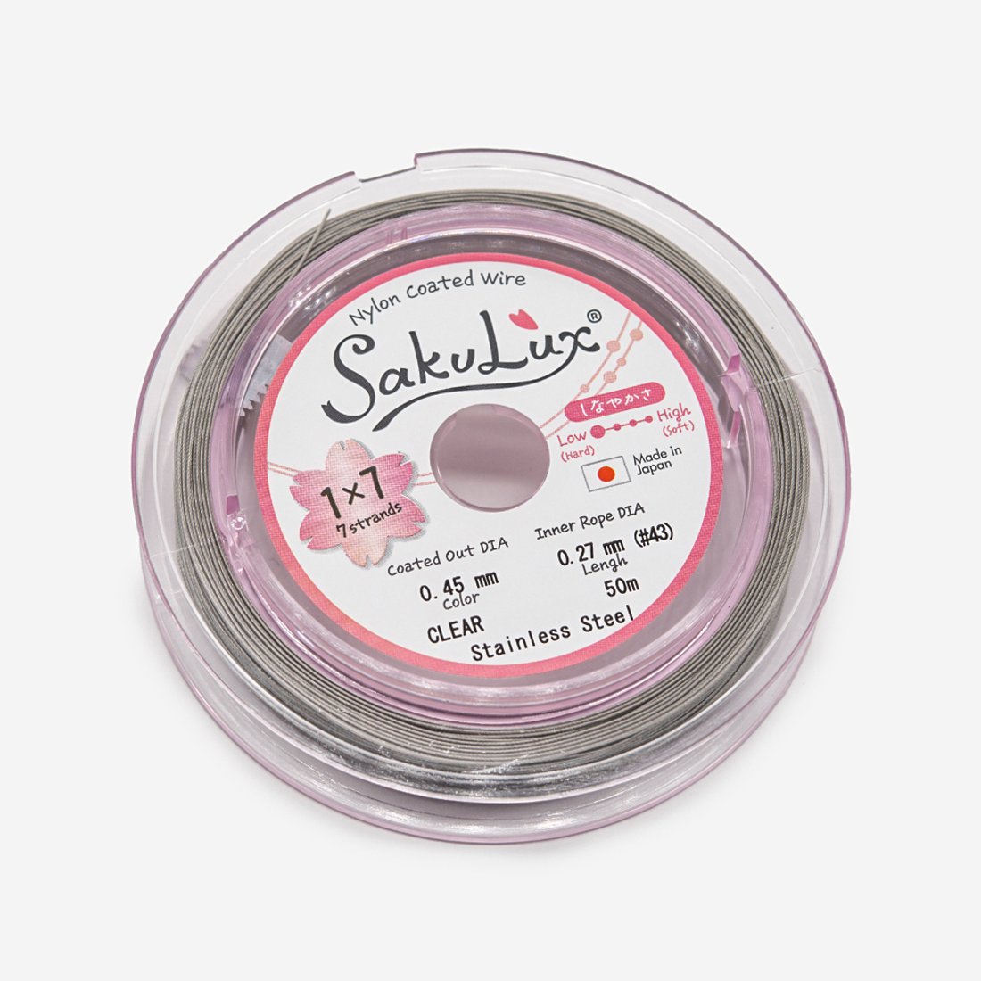 Японский ювелирный тросик SakuLux 7 диаметр 0,45мм, цвет "Сталь"