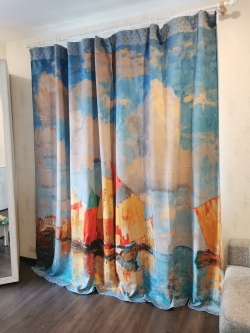 Комплект из двух штор "Лодки в гавани", по мотивам живописи Константина Горбатова