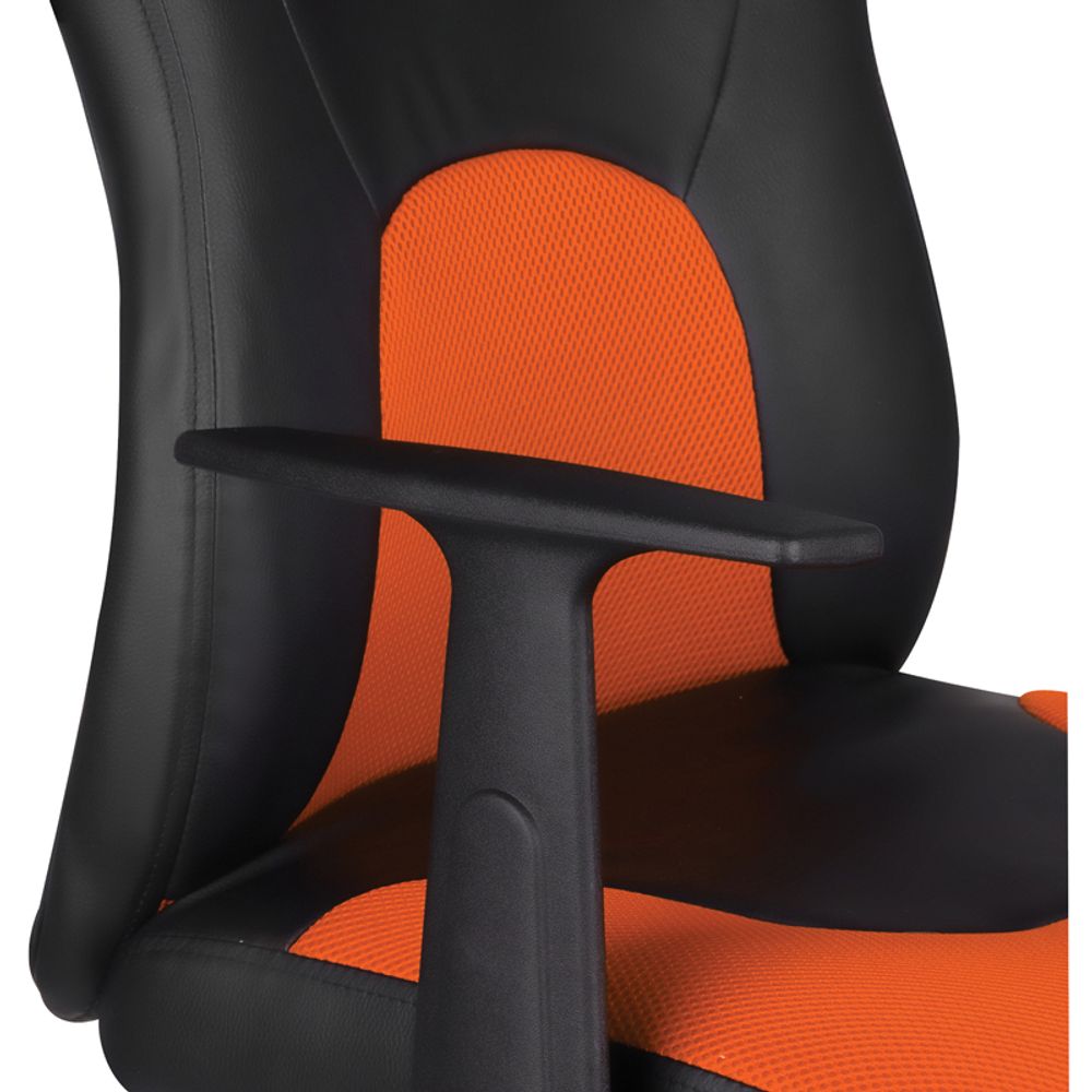 Кресло игровое Helmi HL-S12 "Mini", экокожа/ткань, черная/оранжевая