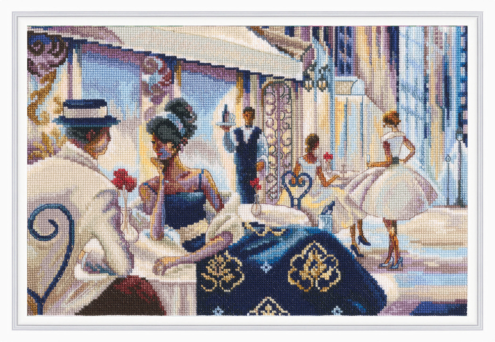 "Приятный вечер в кафе"-M742 вышивка