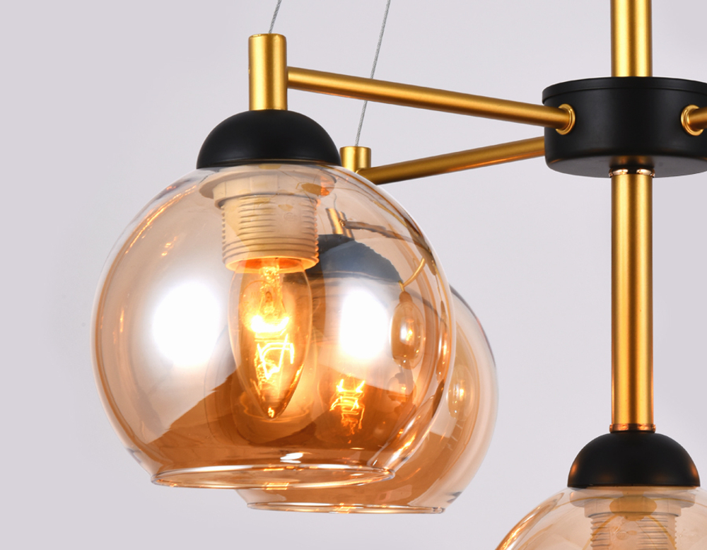 Подвесная люстра TR9026/5 BK/TI черный/янтарь E27 max 40W D580*600