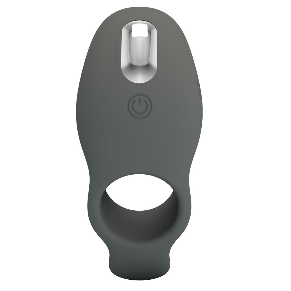 Серое кольцо на пенис с вибрацией (Цвет: серый)