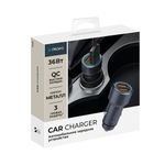 Автомобильное зарядное устройство 2xUSB-A, 36Вт, 2А, QC, серый