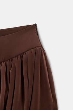 ZARA МИНИ-ЮБКА БАЛЛОН, КОРИЧНЕВЫЙ