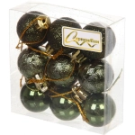 Новогодние шары 3 см (набор 9 шт) «Микс фактур», изумруд