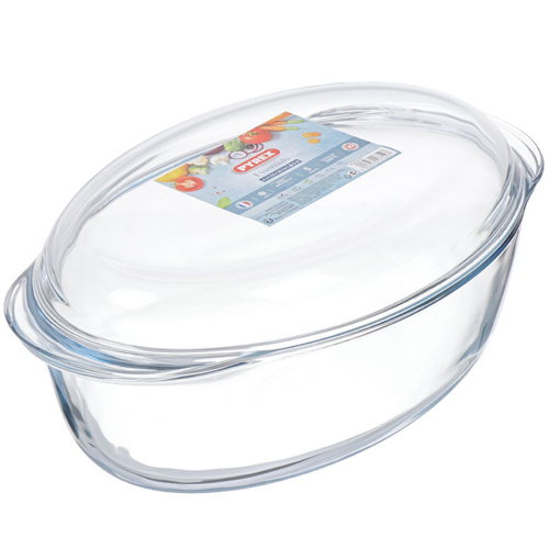 Форма для выпечки стекло, 4 л, овал, с крыш, Pyrex, 459AAST