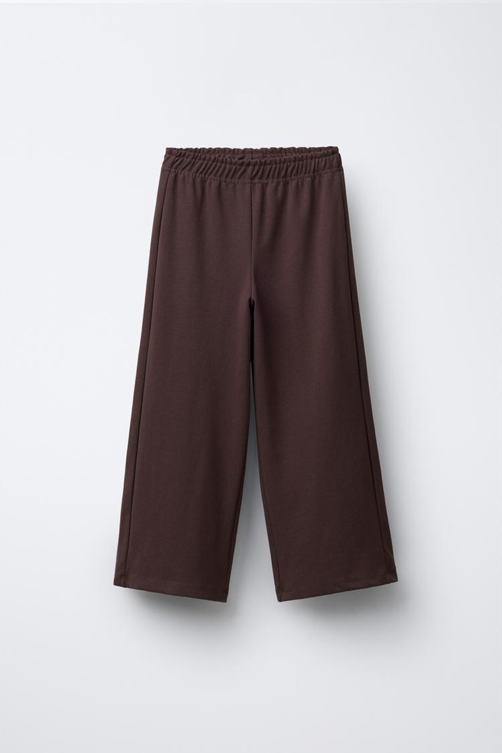 ZARA КОМПЛЕКТ ИЗ ТОЛСТОВКИ И БРЮК WIDE LEG ИЗ ТКАНИ ИНТЕРЛОК, КОРИЧНЕВЫЙ