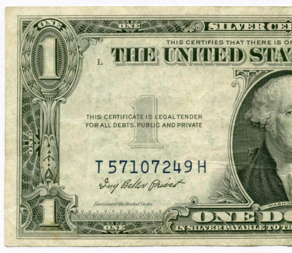 Банкнота США 1 доллар (серебряный сертификат) 1935E T 57107249 H. VF+