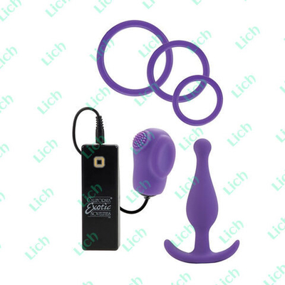 НАБОР: Вибромассажер - стимулятор клитора(10 функций), 3 Эрекционных кольца различного диаметра, анальная пробка.
