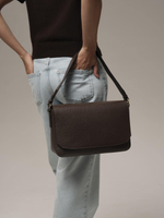 Сумка кожаная на плечо коричневый торф