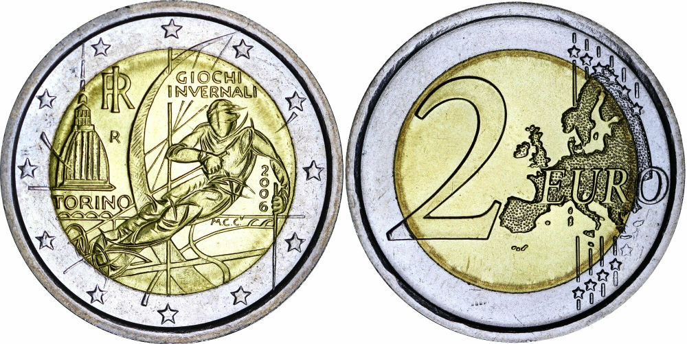 Италия 2 евро, 2006 XX зимние Олимпийские Игры, Турин 2006 XF