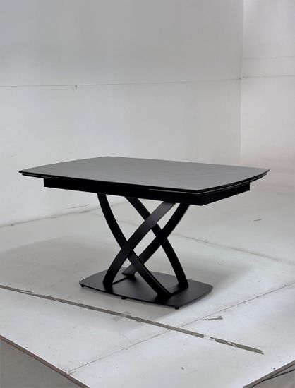 Стол FOGGIA 140 KL-136 Серый мрамор матовый, итальянская керамика/черный каркас