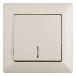 Выключатель Intro Solo 4-102-02 одноклавишный с подсветкой 10А-250В IP20 СУ слоновая кость