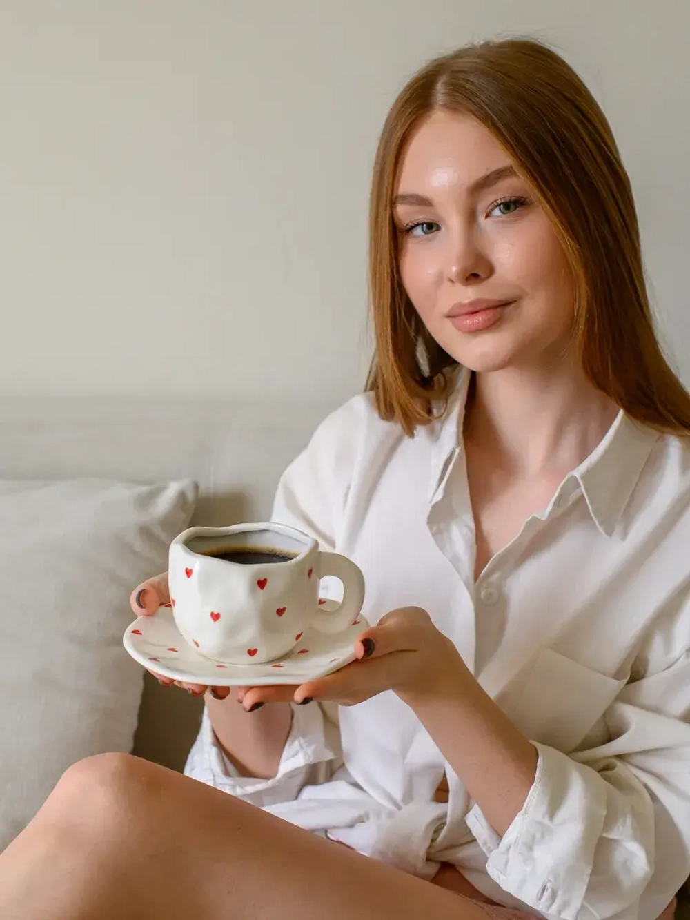 Керамическая кружка с блюдцем чайная пара