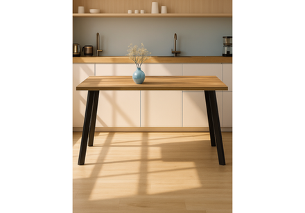 Стол деревянный Woodville Тринити Лофт 140x80 дуб крафт золотой, черный матовый, ножки черные