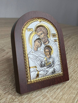 Св. Семейство, икона арочная, красное дерево 57х75