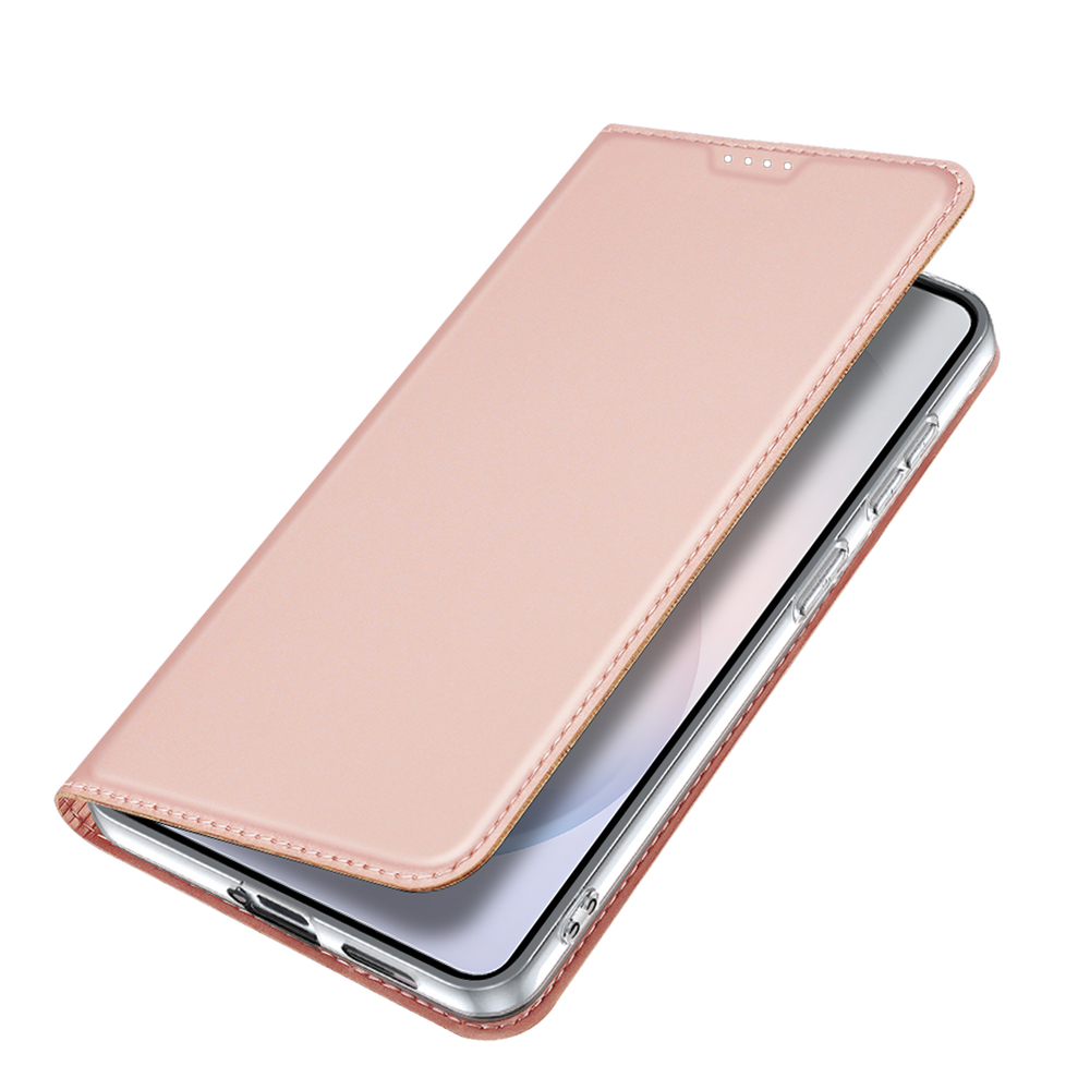 Чехол книжка из кожи розового цвета для Samsung Galaxy S26+ Плюс, серия Skin Pro Series от Dux Ducis