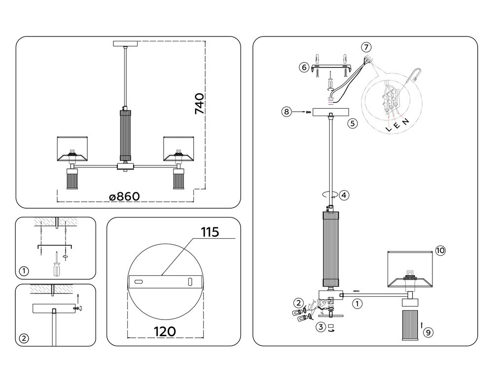 Ambrella Люстра с абажурами на штанге Classic LH71303