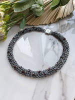 Колье из бисера "Змейка" ручной работы с камнем Гранат (гроссуляр)