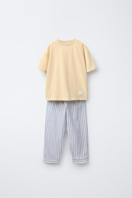 ZARA ПИЖАМА ИЗ РЕЛЬЕФНОЙ ТКАНИ, СИНИЙ