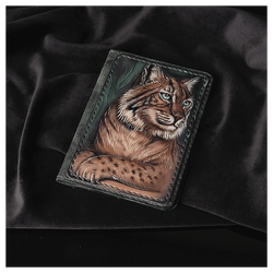 Кожаная обложка на паспорт «Рысь»