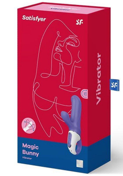 Фиолетовый вибратор Satisfyer Magic Bunny с клиторальным отростком - 17,6 см.
