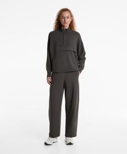 Oysho Толстовка на молнии из хлопка и модала, темно-серый