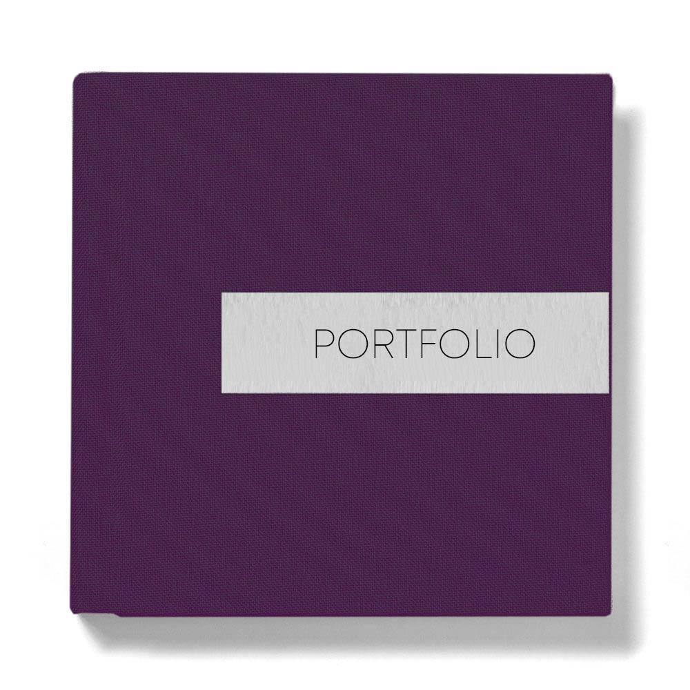 20x20 фотокнига с льняной обложкой "Violet" с металлической вставкой