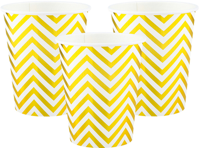 Стаканы бумажные «Зигзаги» в золотом цвете, металлик, 250 мл, 6 шт