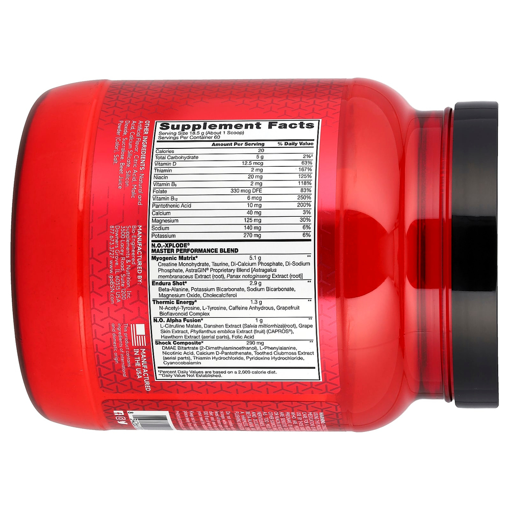 BSN, N.O.-Xplode, легендарный предтренировочный комплекс, арбуз, 1,11 кг (2,45 фунта)