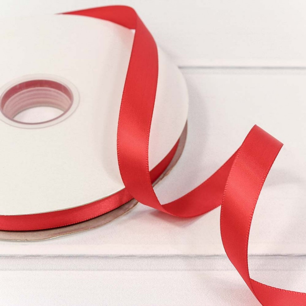 Лента Атласная 1,5см х 110м Полиэстер класс А (Красный)