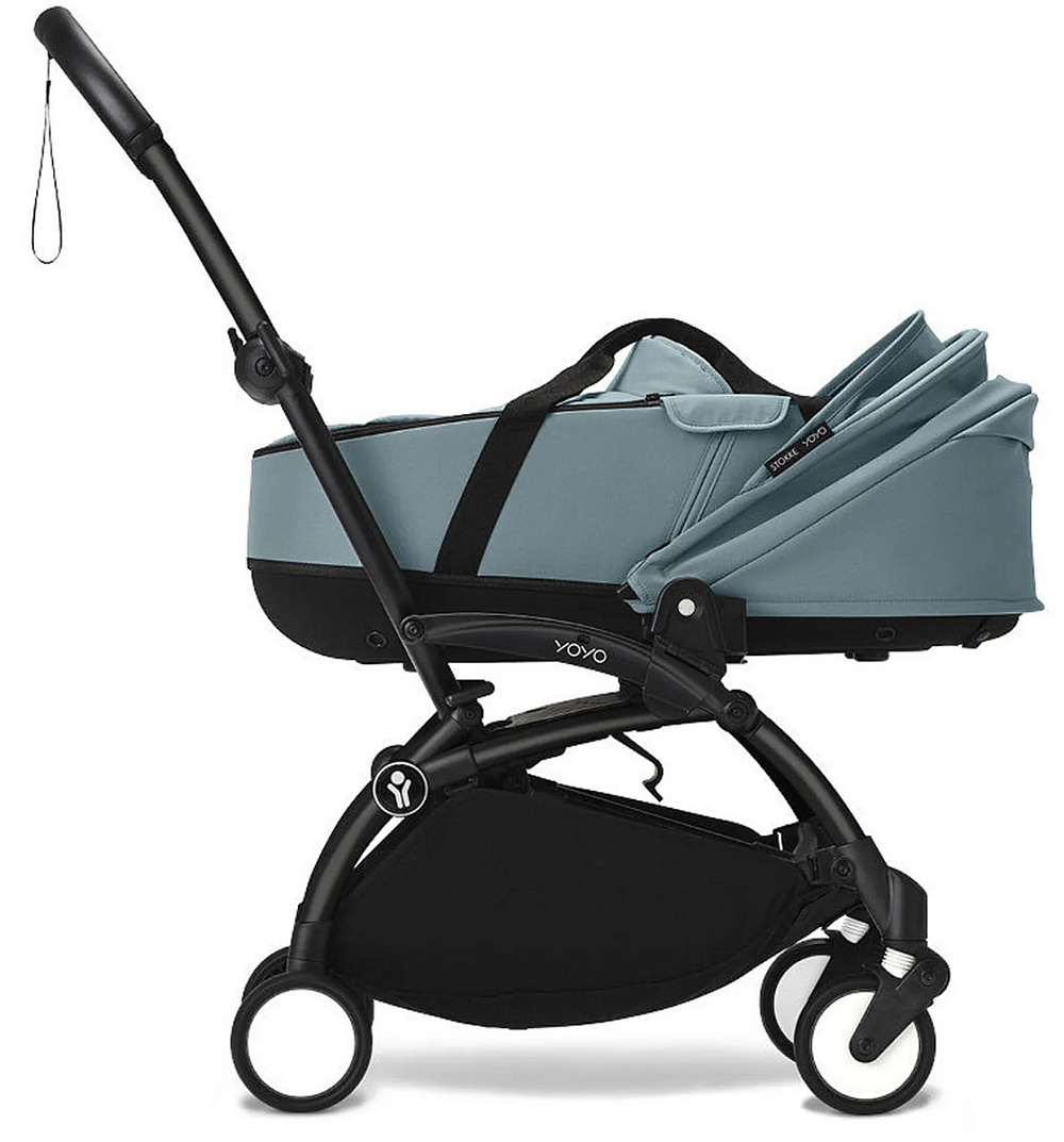 Коляска Stokke YOYO3 Newborn Shell - Newborn Pack рама чёрная Black 2 в 1 Aqua