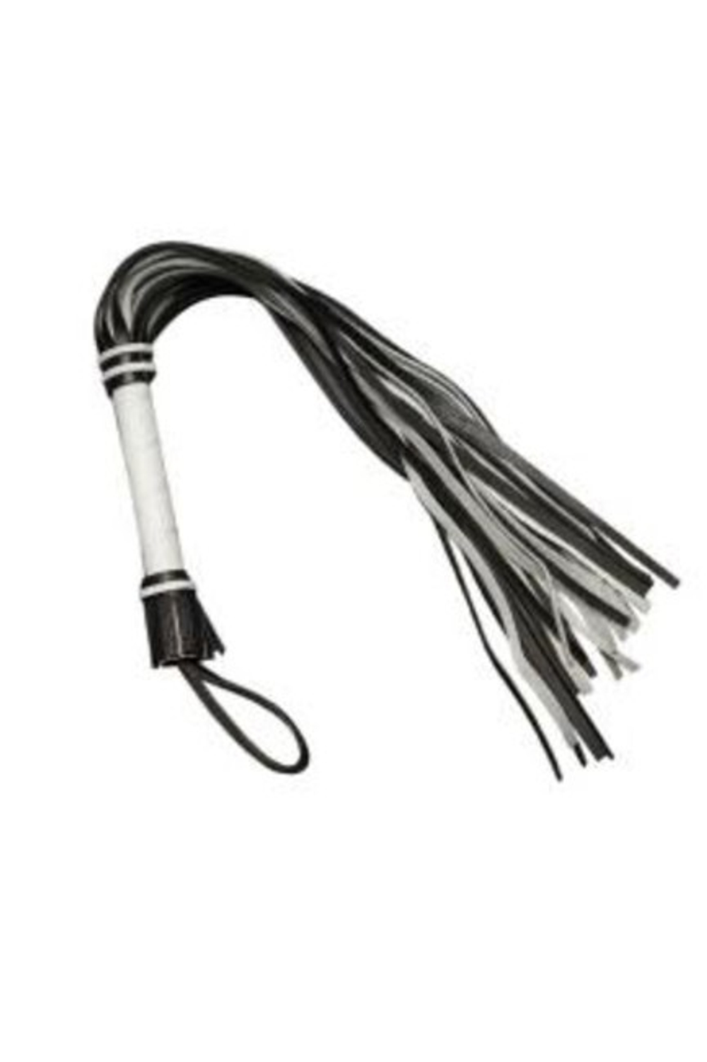 Плеть гладкая из черной и белой кожи с жесткой рукоятью (Цвет: черный с белым)