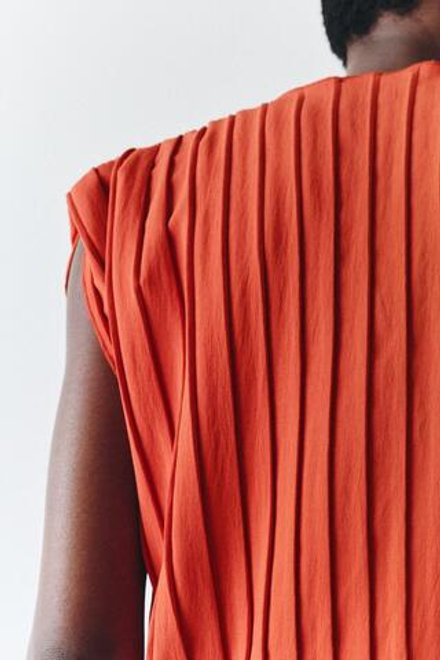 ZARA ТОП ОБЪЕМНОГО КРОЯ СО СКЛАДКАМИ, КРАСНЫЙ